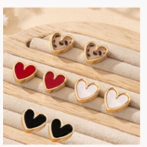 Heart Shaped Stud Earrings Set